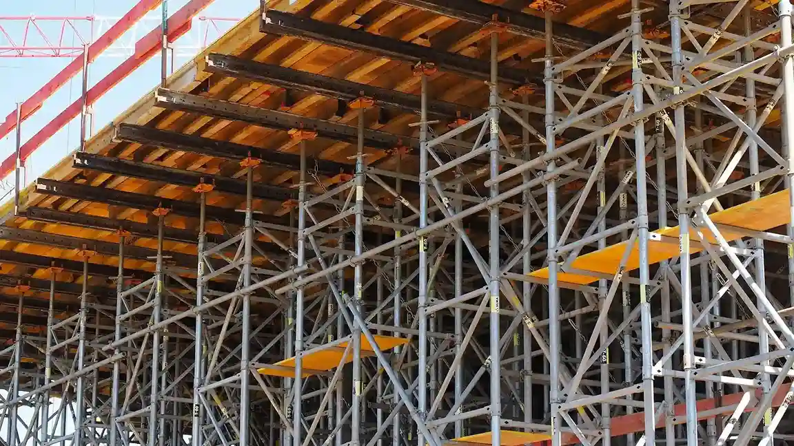 A stadium with scaffolds